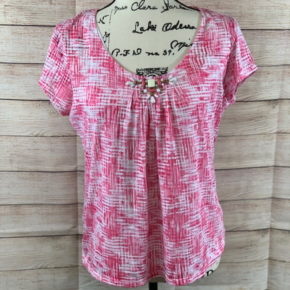 Ruby Rd. Tops - Ruby Rd Petite 1/4 Sleeve Decorative Neck Top